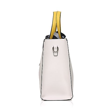 Teenmix/天美意冬专柜同款白/黄色条纹织带手提斜跨两用包女包X1431DN7