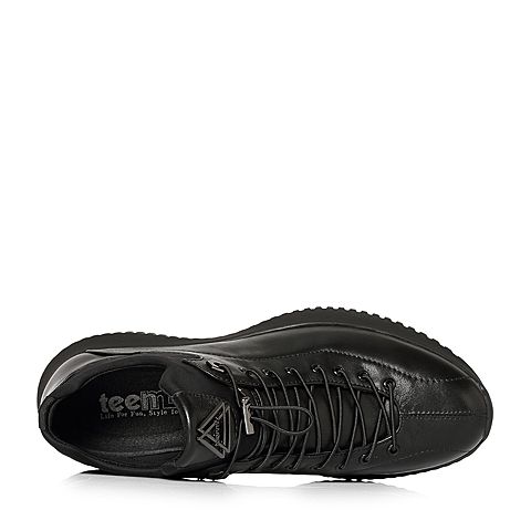 Teenmix/天美意冬季专柜同款黑色牛皮革/织物舒适休闲男休闲鞋2FY01DM7