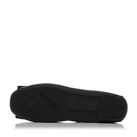 Teenmix/天美意春专柜同款黑色牛皮金属环方跟浅口女单鞋AQ861AQ8