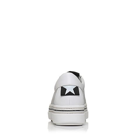 Teenmix/天美意春专柜同款白/黑色牛皮平跟系带鞋女休闲鞋AQ831AM8