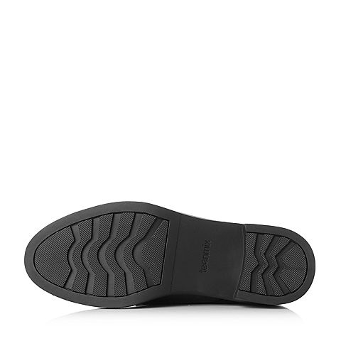 Teenmix/天美意冬专柜同款黑色牛皮简约率性方跟女短靴(毛里)CBE40DD7