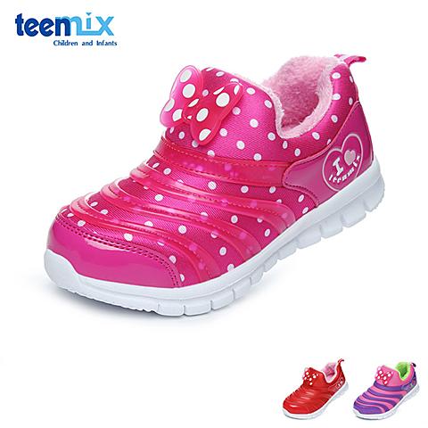 天美意（teenmix）17年秋冬季新款时尚女童舒适百搭简约一脚蹬毛毛虫运动鞋DX0289