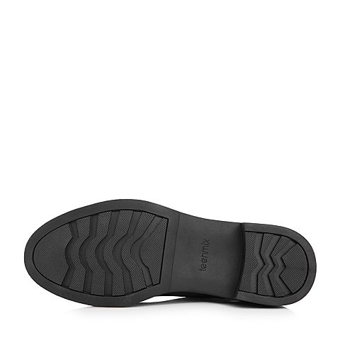 Teenmix/天美意冬专柜同款黑色牛皮简约率性方跟女短靴(绒里)CBE40DD7