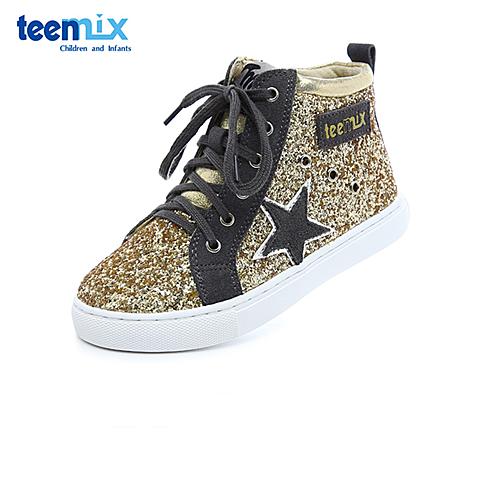 天美意（teenmix）17年冬季新款时尚女童街头潮流小脏鞋闪亮色舒适百搭多色可选高帮运动鞋DX0251