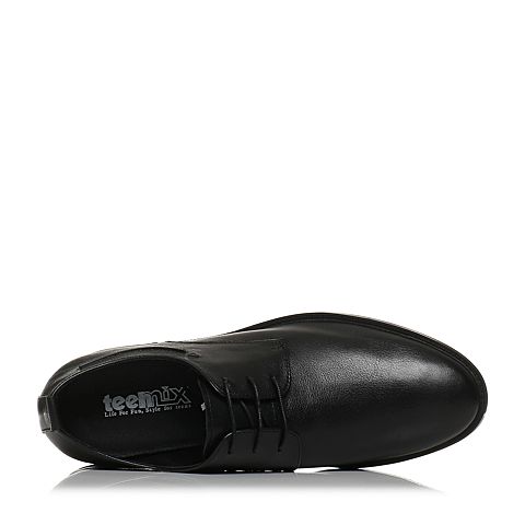 Teenmix/天美意春专柜同款黑色牛皮商务风系带鞋男单鞋2EW01AM8