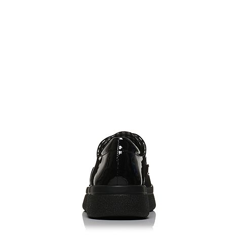 Teenmix/天美意春专柜同款黑色漆皮英伦风系带鞋女单鞋CCF20AM8
