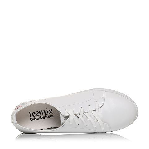 Teenmix/天美意春专柜同款白色牛皮变色卡乐鞋女休闲鞋6V525AM8