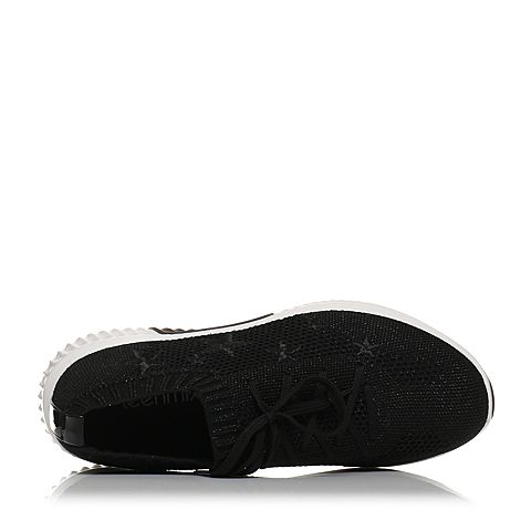 Teenmix/天美意春专柜同款黑色布星星平跟系带鞋女休闲鞋CB423AM8