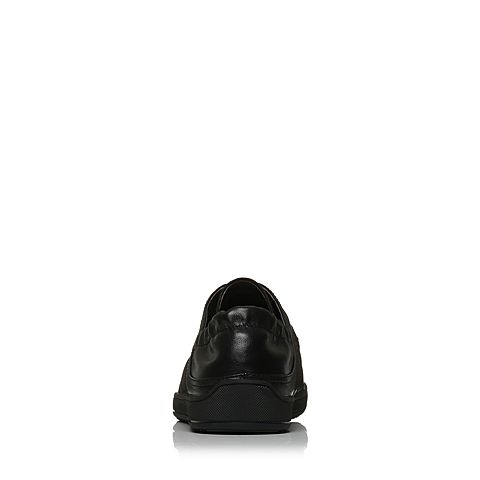 Teenmix/天美意春专柜同款黑色软面牛皮平跟系带鞋男单鞋BIW18AM8