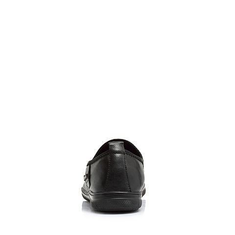 Teenmix/天美意夏专柜同款黑色软面牛皮舒适平跟男休闲鞋BIW37BM8