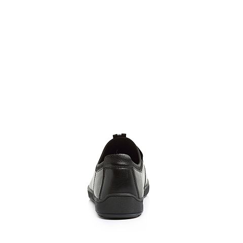 Teenmix/天美意夏专柜同款黑色软面牛皮/纺织品平跟男休闲鞋BIW09BM8