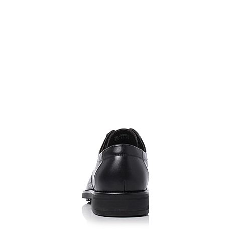 Teenmix/天美意夏专柜同款黑色牛皮英伦风方跟德比鞋男单鞋2HW01BM8