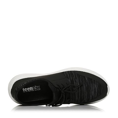 Teenmix/天美意夏专柜同款黑色织物/牛皮厚底运动风男休闲鞋2HO01BM8
