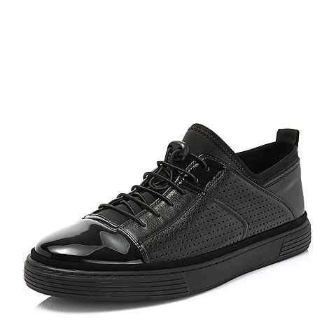Teenmix/天美意夏专柜同款黑色街头风舒适平跟男休闲鞋2HC01BM8