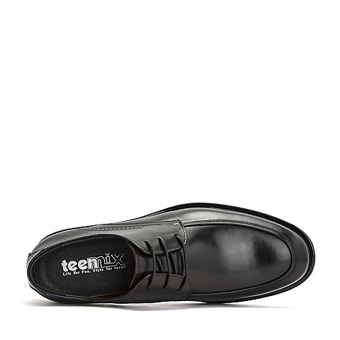 Teenmix/天美意秋商场同款黑色牛皮革方跟德比鞋男皮鞋2IS01CM8