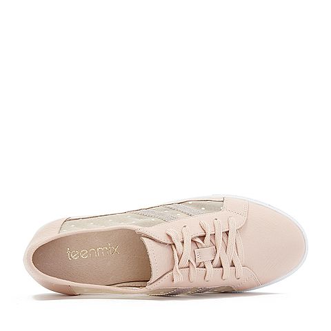 Teenmix/天美意秋专柜同款粉色撞色平跟休闲鞋女休闲鞋6V528CM8