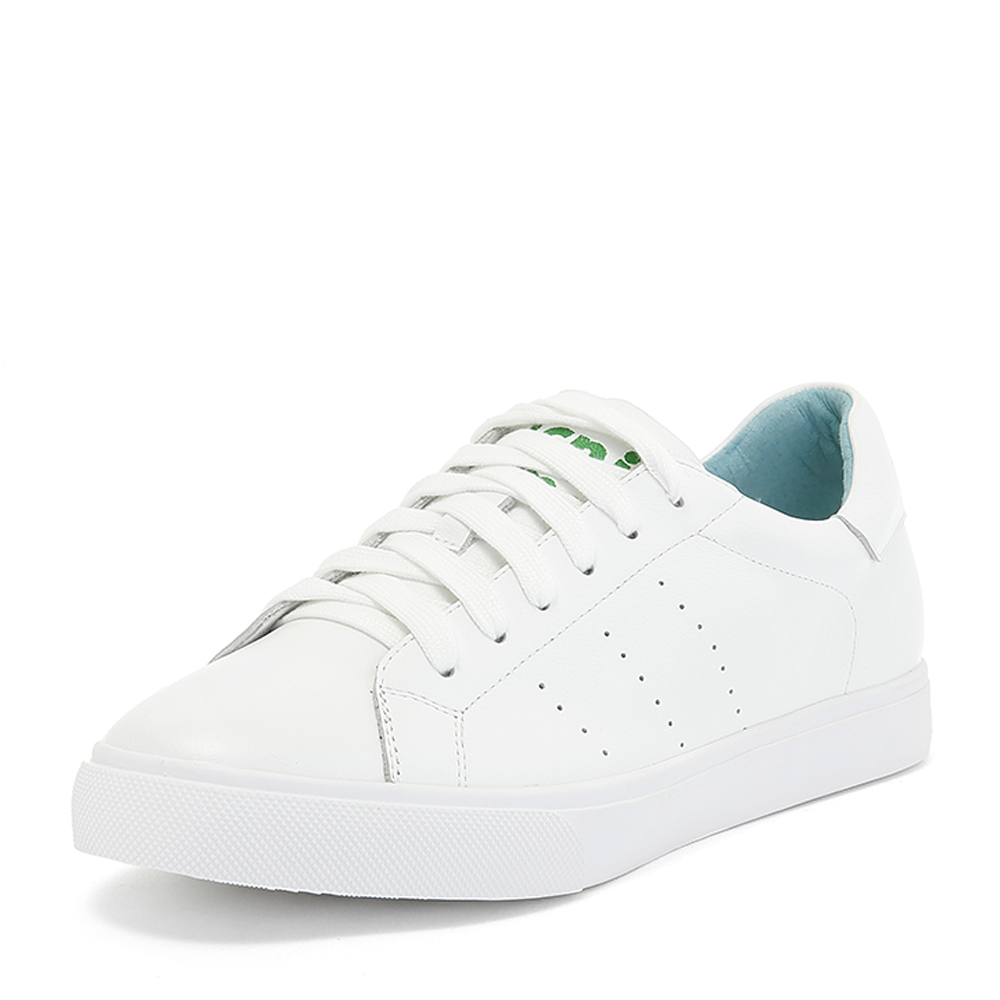 Teenmix/天美意秋专柜同款白色牛皮革字母平跟小白鞋女休闲鞋AS141CM8
