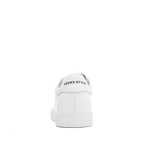 Teenmix/天美意秋专柜同款白色牛皮革字母平跟小白鞋女休闲鞋AS141CM8