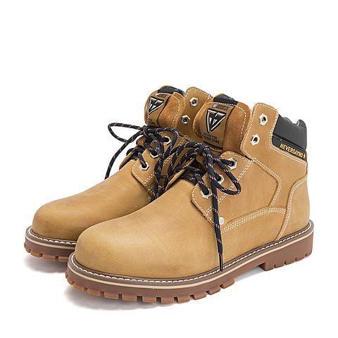 Teenmix/天美意冬专柜同款棕黄/棕/黑色休闲风舒适平跟皮靴男靴68V40DD8