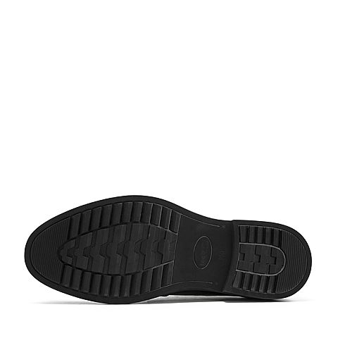 Teenmix/天美意冬商场同款黑色牛皮革方跟德比鞋男皮鞋2KB01DM8