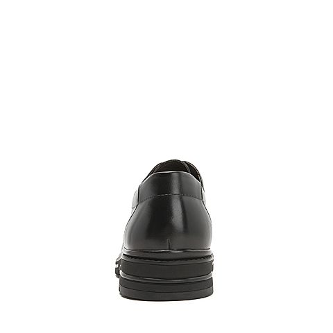 Teenmix/天美意冬商场同款黑色牛皮革方跟德比鞋男皮鞋2KS01DM8