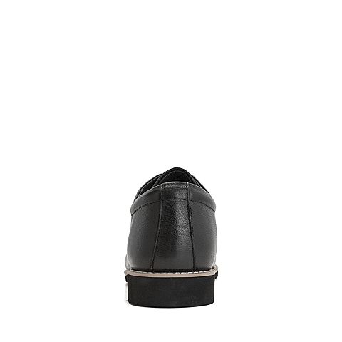 Teenmix/天美意冬商场同款黑色摔纹牛皮革方跟德比鞋男皮鞋CBP01DM8