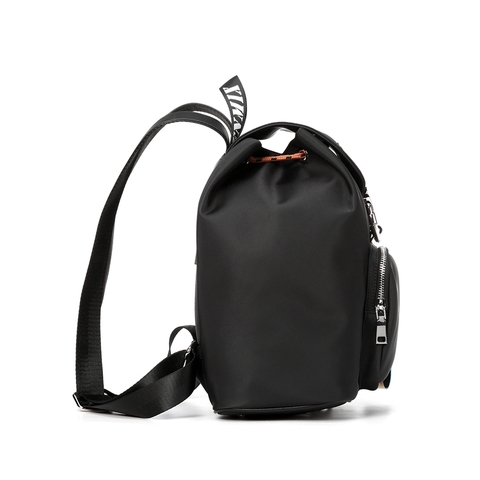 Teenmix/天美意春新款商场同款黑色化纤布时尚背提包双肩包X1572AX9