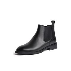 Teenmix/天美意2020冬新款商场同款基本款百搭切尔西靴质感牛皮革女短靴AX951DD0