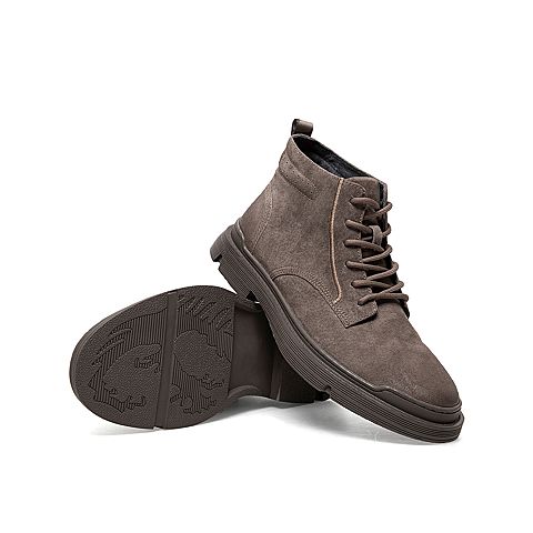 Teenmix/天美意2020冬新款商场同款简约工装系带单绒男短靴CXB01DD0