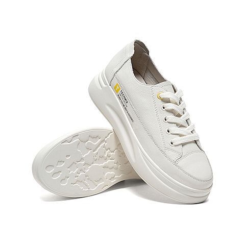 Teenmix/天美意2020秋新款商场同款小柠檬厚底清新小白鞋女休闲鞋AV851CM0