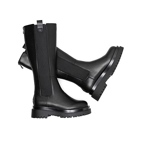 Teenmix/天美意2020冬新款英伦切尔西靴长筒骑士靴单绒女靴GX009DG0