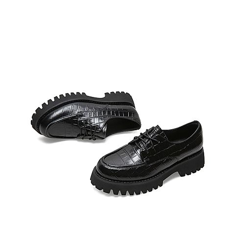 Teenmix/天美意2021春新款商场同款复古风厚底乐福鞋单鞋女皮鞋CX321AM1