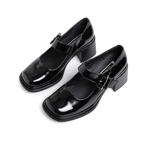 Teenmix/天美意2021秋新款商场同款复古玛丽珍单鞋女皮鞋CXA02CQ1