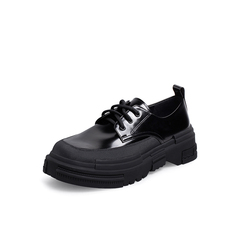 Teenmix/天美意2021秋新款商场同款英伦风暗黑系酷冷学院女皮单鞋CWX20CM1