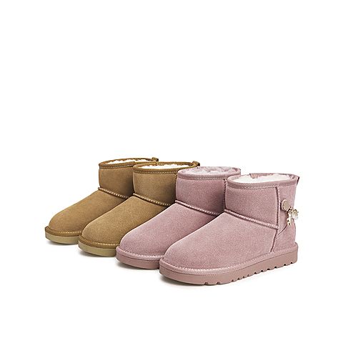 Teenmix/天美意2021冬新款商场同款时尚珍珠链保暖潮流女雪地靴BB431DD1