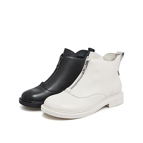Teenmix/天美意2021冬新款时尚气质简约女皮短靴1MDX6DD1