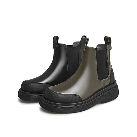 Teenmix/天美意2021冬商场同款复古圆头切尔西靴女皮短靴CVJ41DD1