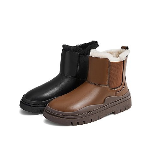 Teenmix/天美意2021冬新款时尚简约保暖舒适休闲雪地靴女短靴1XDX7DD1