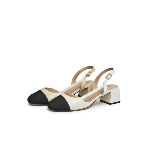 天美意2023夏新款商场同款拼色小香风气质粗高跟女凉鞋BG051BH3