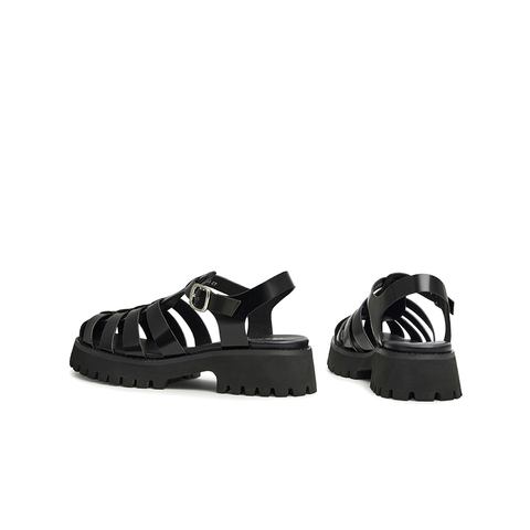 天美意2023夏新款商场同款镂空条带复古简约罗马鞋女凉鞋CX345BH3