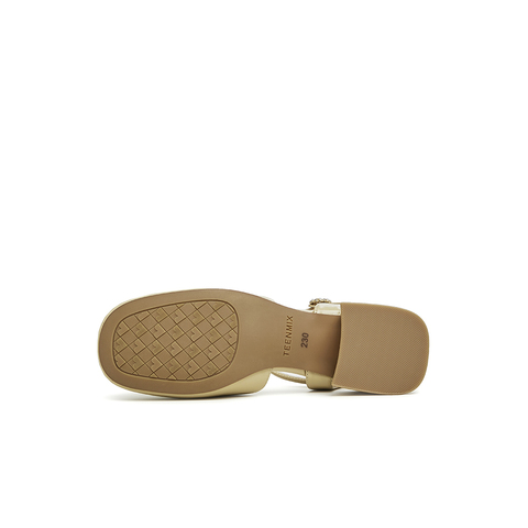 天美意2023夏新款商场同款简约气质百搭方跟包头女凉鞋CRW30BH3