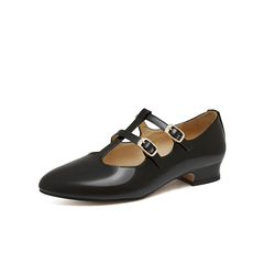 天美意2024春新款尖头复古气质玛丽珍百搭浅口女单鞋KM018AQ4