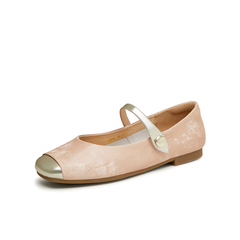 天美意2024秋新款平跟拼色法式气质新中式女玛丽珍鞋KM035CQ4