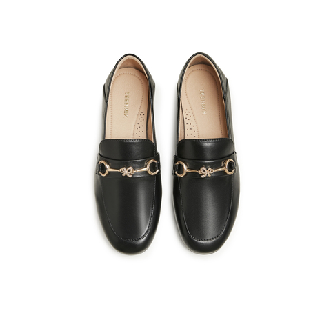 天美意2024秋新款商场同款简约通勤马衔扣女皮鞋乐福鞋CPC10CA4