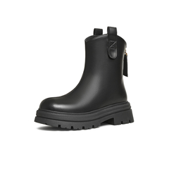 天美意2024冬新款商场同款后拉链百搭厚底百搭女弹力靴BK671DD4