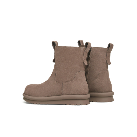 天美意2024冬新款短筒靴百搭日常女休闲一脚蹬西部靴KNZ09DZ4