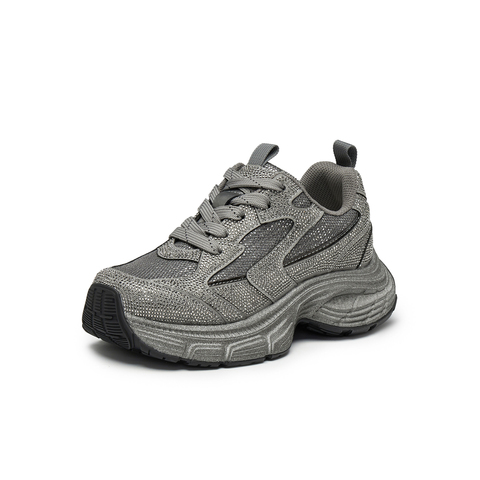 天美意2025春新款休闲系带厚底增高运动鞋水钻女老爹鞋KG057AM5