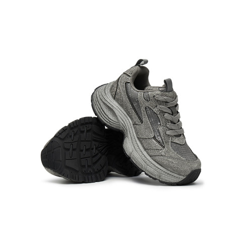 天美意2025春新款休闲系带厚底增高运动鞋水钻女老爹鞋KG057AM5