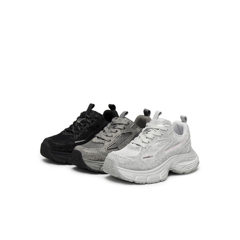 天美意2025春新款休闲系带厚底增高运动鞋水钻女老爹鞋KG057AM5