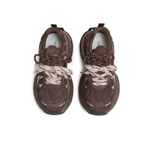 天美意2025春新款厚底休闲系带双鞋带复古增高女老爹鞋KD072AM5